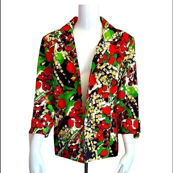 3/$25 LAVENDER & HONEY Open Front Floral Blazer.Size L - Picture 1 of 8